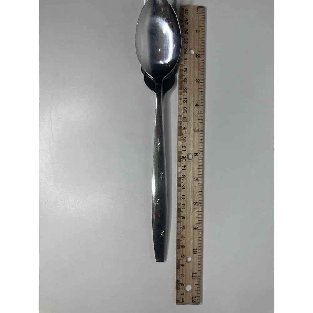 VTG Heavenly Star Stainless Flatware‎ Japan Starburst 2 Serving Pcs Spoon Fork